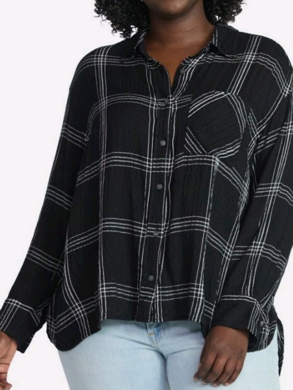 Terra & Sky Black Shirt with White Plaid